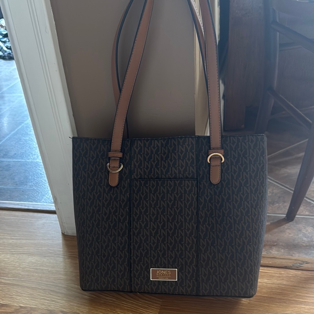 Jones New York Brown Structured Tote Bag